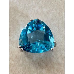 18kt solid white gold 5.41ct trillion cut genuine blue topaz pendant charm